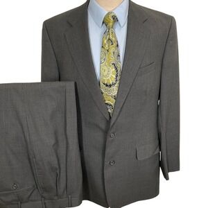 Brooks Brothers Suit Mens 42XLG 34W 33L Dark Gray Houndstooth Brooks Ease Wool